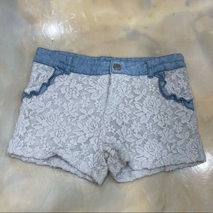 Floral mesh fabric shorts